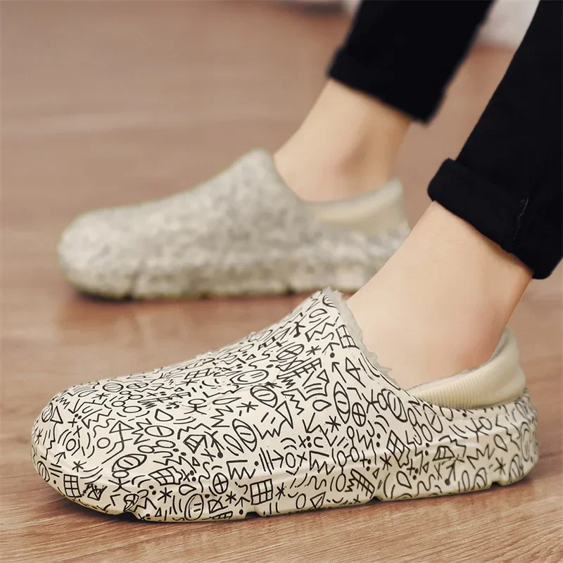 Slippers Men's Plush Home Slipper Female Winter Warm Slippers Women Thick Bottom Waterproof Shoes Men Indoor Non-Slip Footwear image 2