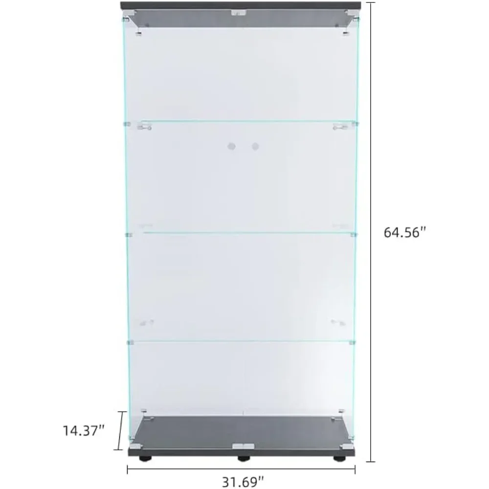 XMSJ vitrina de vidrio, estante con puertas, armario de almacenamiento de pie, estantería de exhibición, armarios de vidrio para sala de estar