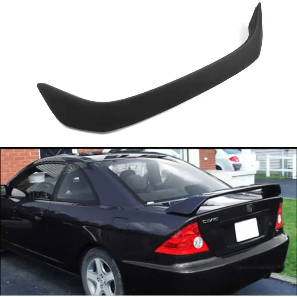 

ABS Spoiler Wing Unpainted Rear Spoiler with 3rd Brake Light Matte Black Exterior Accessories for Honda Civic 2-Door EX Coupe