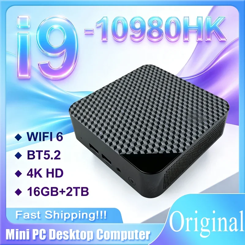 Intel I9 10980HK Mini PC 16GB+2TB SSD Ultra Small Desktop Computer WIFI 6 Bluetooth Mini Computer Business Home Game Windows 11