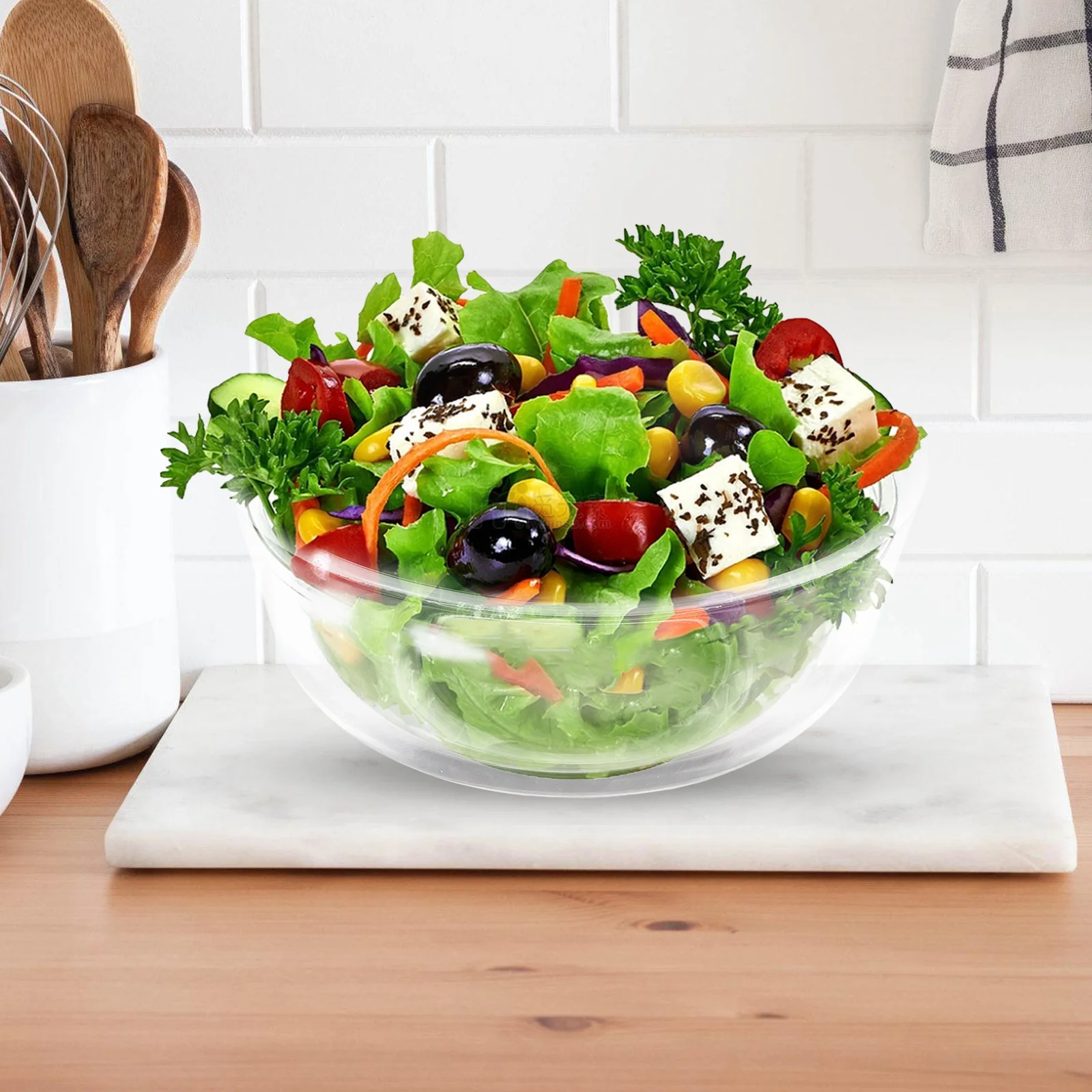 

1pc 6 Inch Glass Bowl Transparent Heat Resistant Salad Dessert Fruit Serving Bowl For Party Wedding Daily Use Kitchen Barware