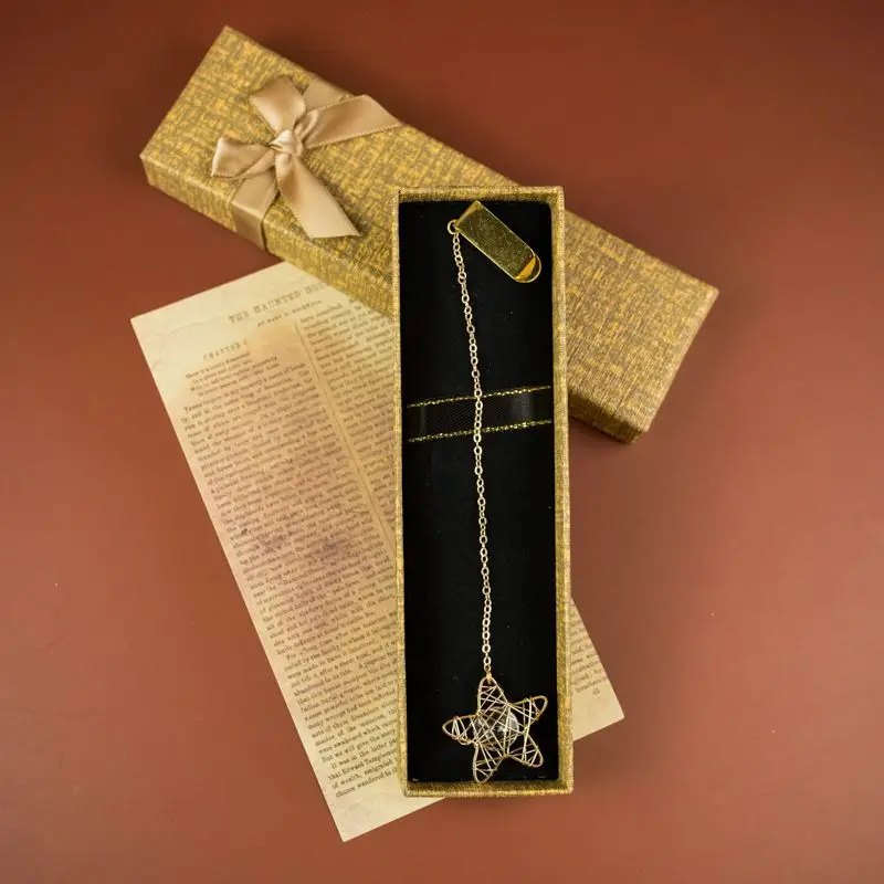 Luxury and Exquisite Bookmarks Korean Simple Bookmarks Hollowed-out Metal Tags Hollowed-out Student Gift Bookmarks Gift Box