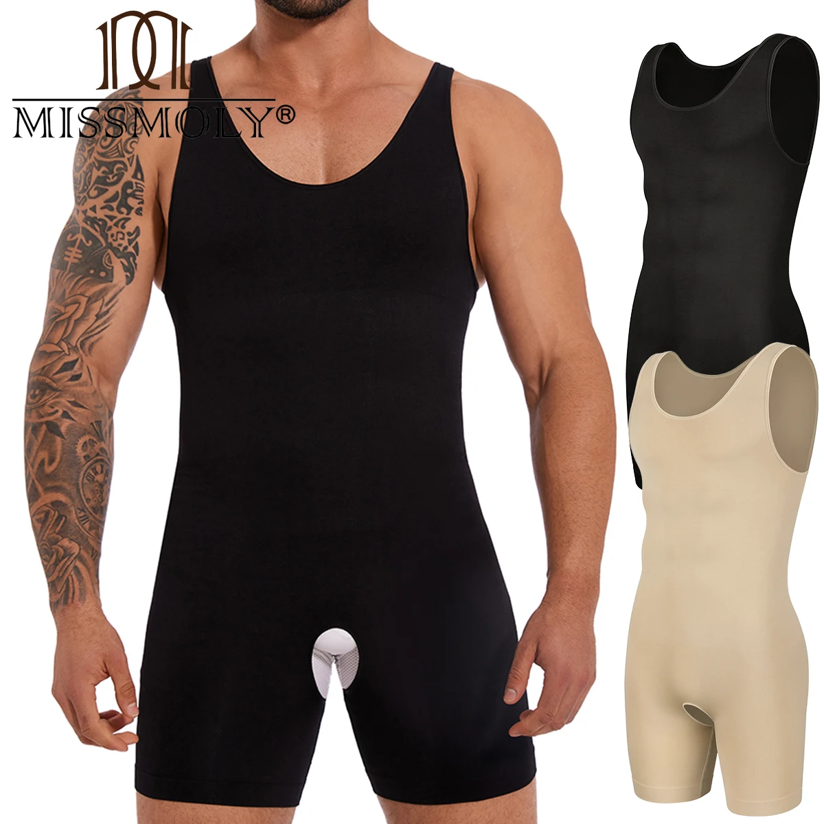 Men Full Body Shaper Underwear Slimming Compression Bodysuit Open Crotch Shapewear Tummy Control Male Corset Fajas Para Hombres