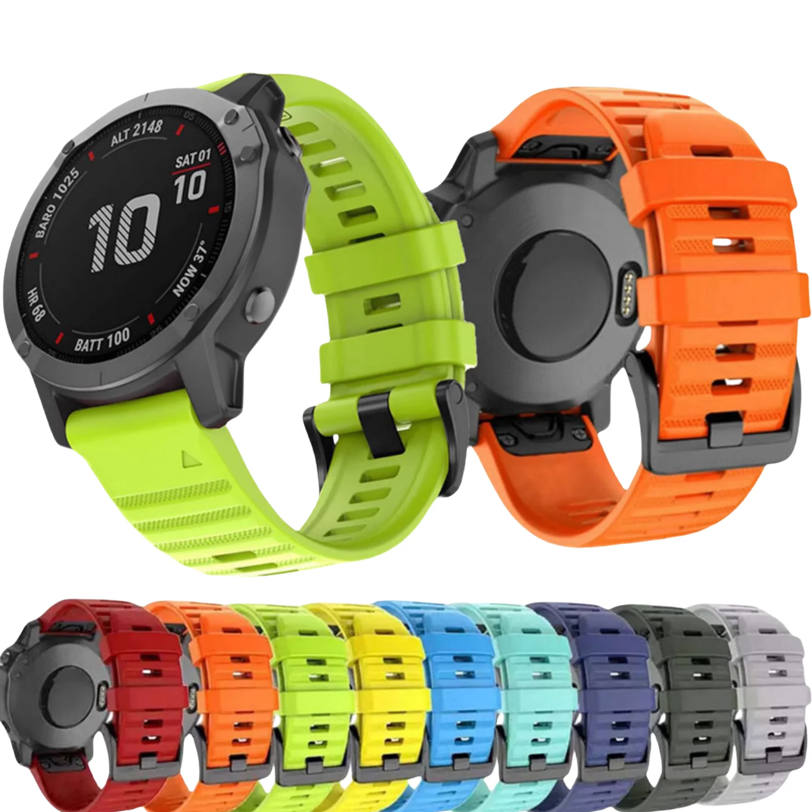 QuickFit 22mm 26mm Fenix8 Watch Band For Garmin Fenix E 8 47mm 51mm 7 7X 6 6X/Epix Pro/Enduro 3 Two-Tone Silicone Strap Bracelet