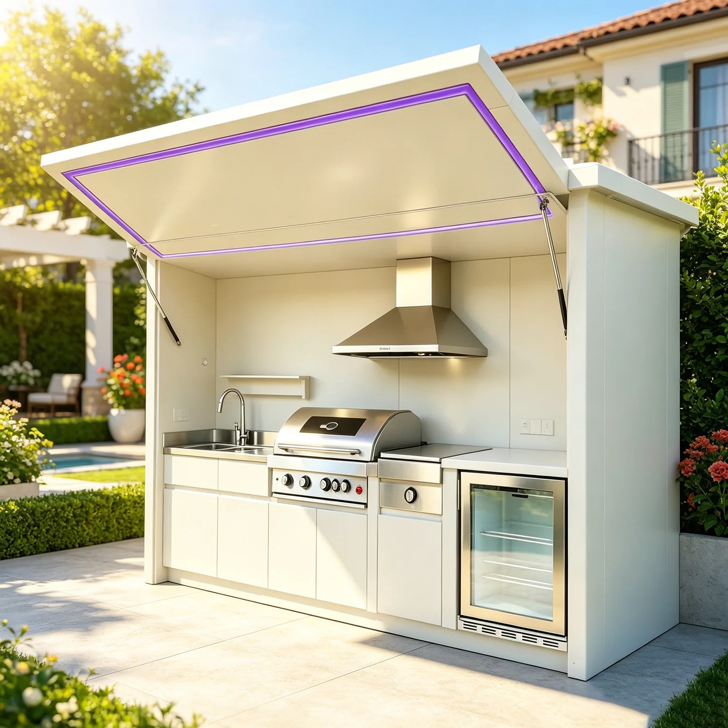 All-in-One Outdoor Kitchen Fully Equipped Weatherproof Design Wind Rain Snow Resistant For Residential Backyard Outdoor Cooking