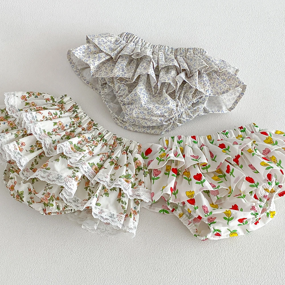Sommer Baby Mädchen Blumenrock-Shorts Kinder Rüschen Elastische Taille Petticoat Kleinkind Tüllrock Säugling Spitzen-Bloomers PP-Shorts – Detail 4