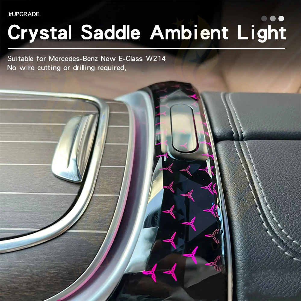64Colors LED Crystal Center Console Saddle Light For Mercedes Benz Class E W214Ambient Light Car Interior Modification Accessory