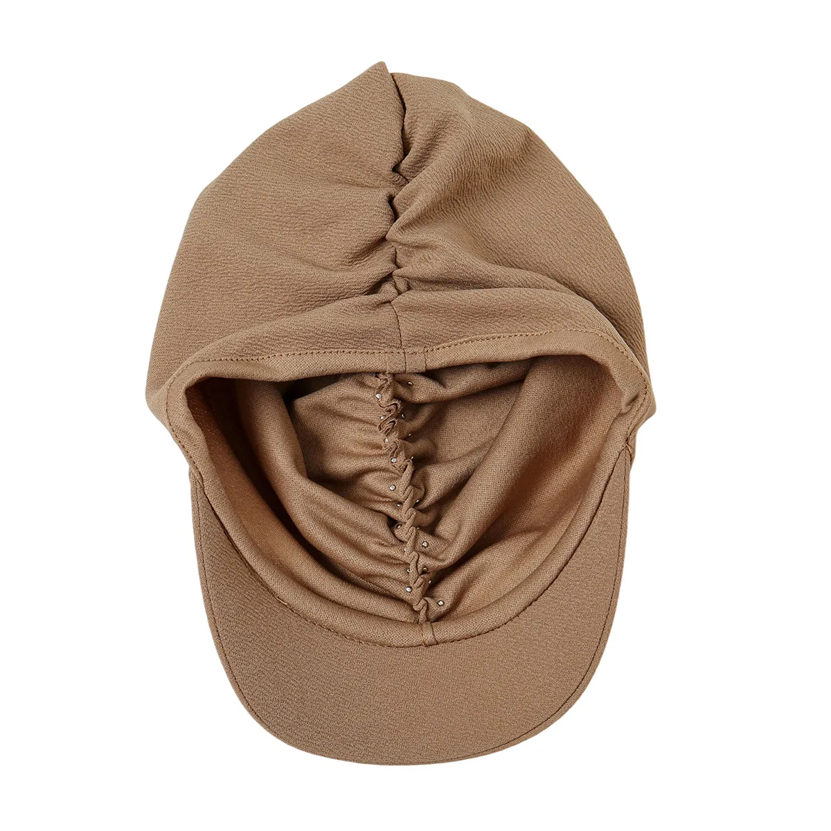 Moslim Vrouwen Brede Rand Hoed Diamanten Tulband Vizier Hoeden Baseball Cap Mode Geplooide Hoofddoek Motorkap Haaruitval Hoofddeksels Outdoor