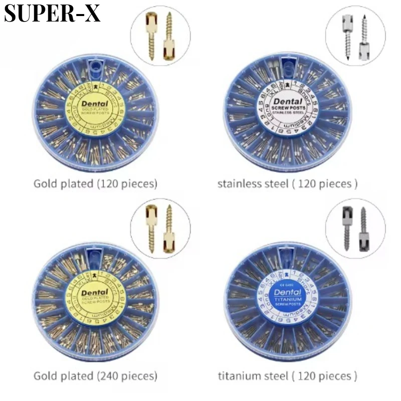 

120PCS /Box Dental Golden Plated Screw Post Stainless Steel Screw Post Dental TITANIUM Screw Post Dentistry Root Canal Link Pin
