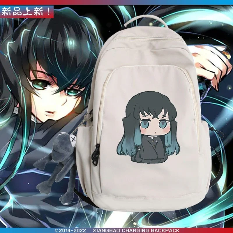 Anime Demon Slayer Tokitou Muichirou Kanroji Mitsuri Backpack Schoolbag Teenarges Cartoon Laptop Bag Outdoor Bags Travel Mochila