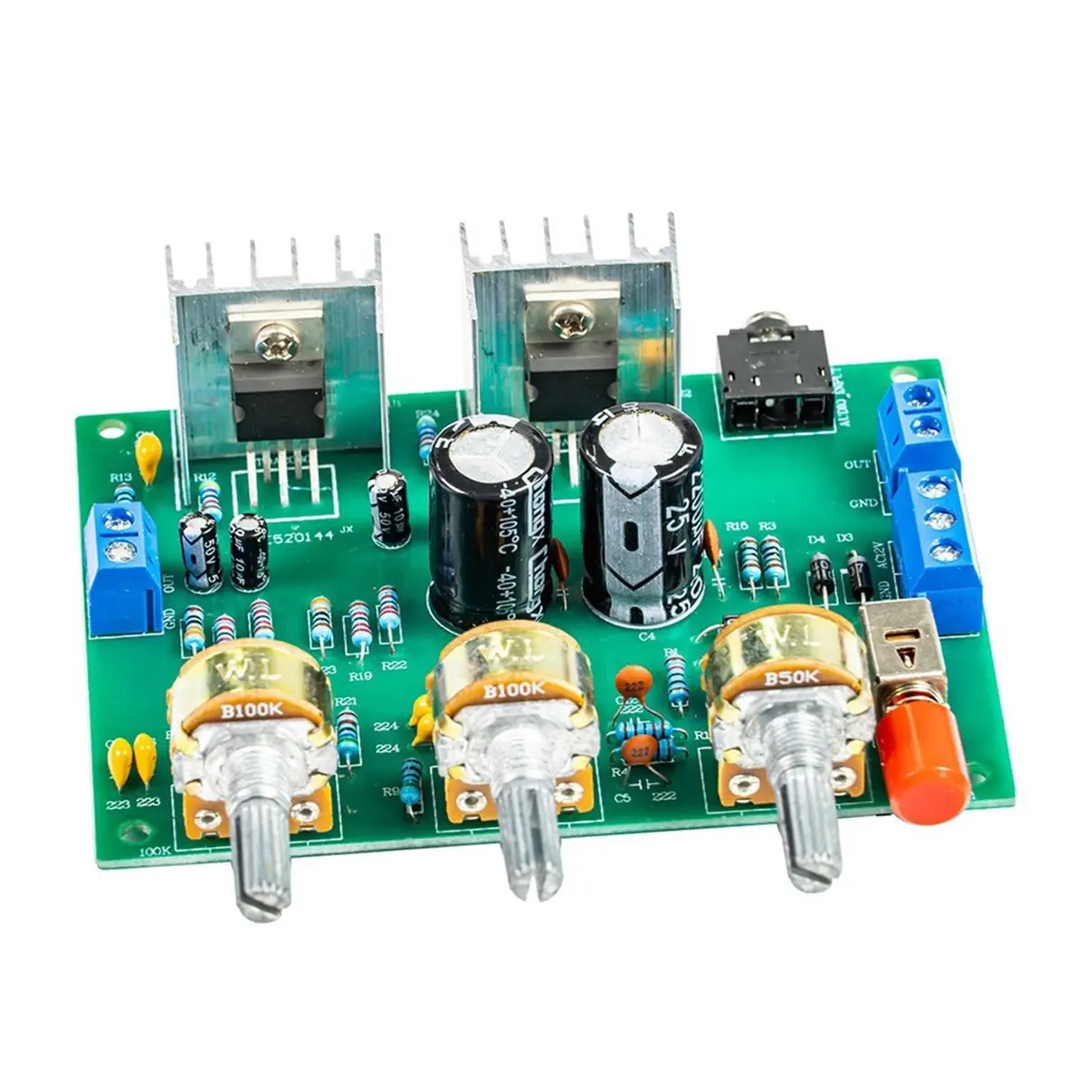 Dynamic TDA2030 Dual Channel Amplifier Electronic DIY Kit Welding Exercise Assembly Circuit Board with Transparent Case US Plug