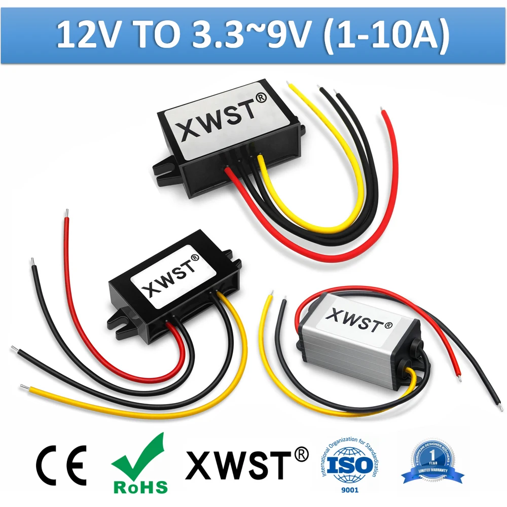 

XWST DC в DC Mini понижающий преобразователь 12 В в 3,3 В 3,7 В 4,2 В 6 В 7,5 В 9 В понижающий модуль преобразователь мощности 1 А в 10 А Регулятор