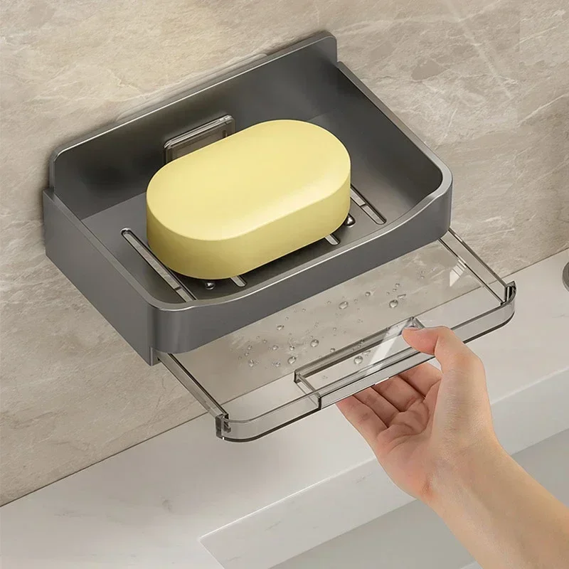 Free-Punching Wall Mounted Sponge Holder Organizer Double Drainage Dish Bathroom Accessories Bathroom Holder