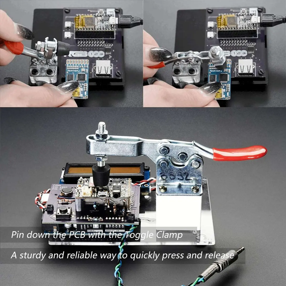 *CLOS 8 قطع مشبك تبديل سريع الإصدار GH-201 مضاد للانزلاق أفقي 59 رطل قدرة القابضة لتشغيل الماكينة والأعمال الخشبية #2