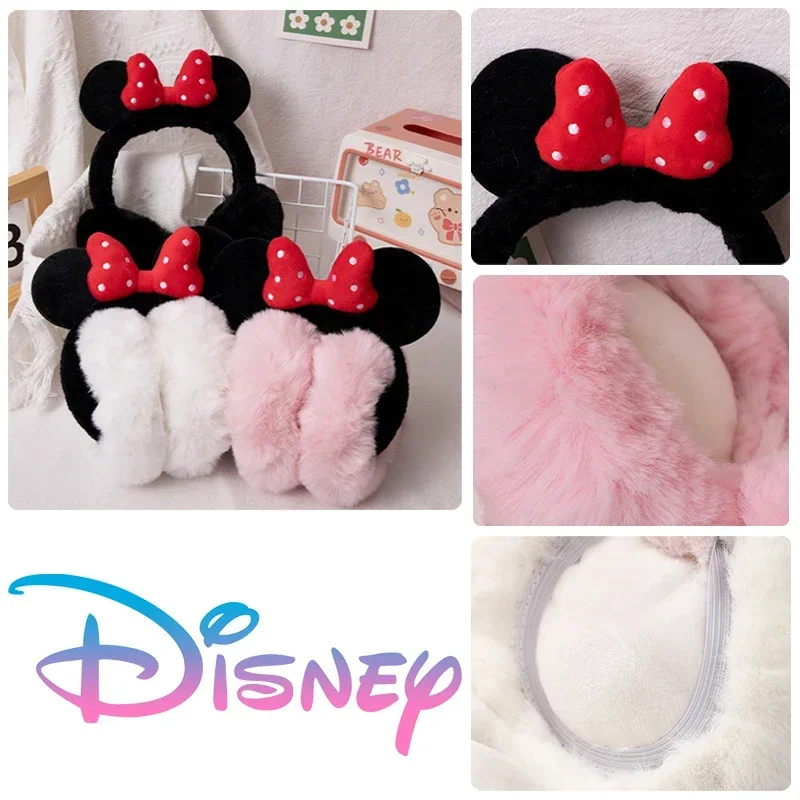 Disney Minnie Mouse Ear Warmer Plush Earmuffs Women Cartoon Winter Warm Kawaii Outdoor Cold Protection Cycling Girls Ear Cover