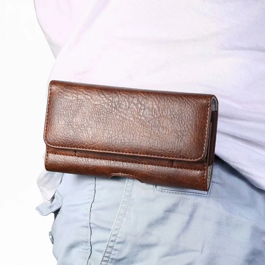 Leather Men Waist Bag Holder Belt Clip Phone Case For Samsung S24 Plus S23 Ultra S21 FE,Galaxy A15 A55 A54 A53 A52 Holster Pouch