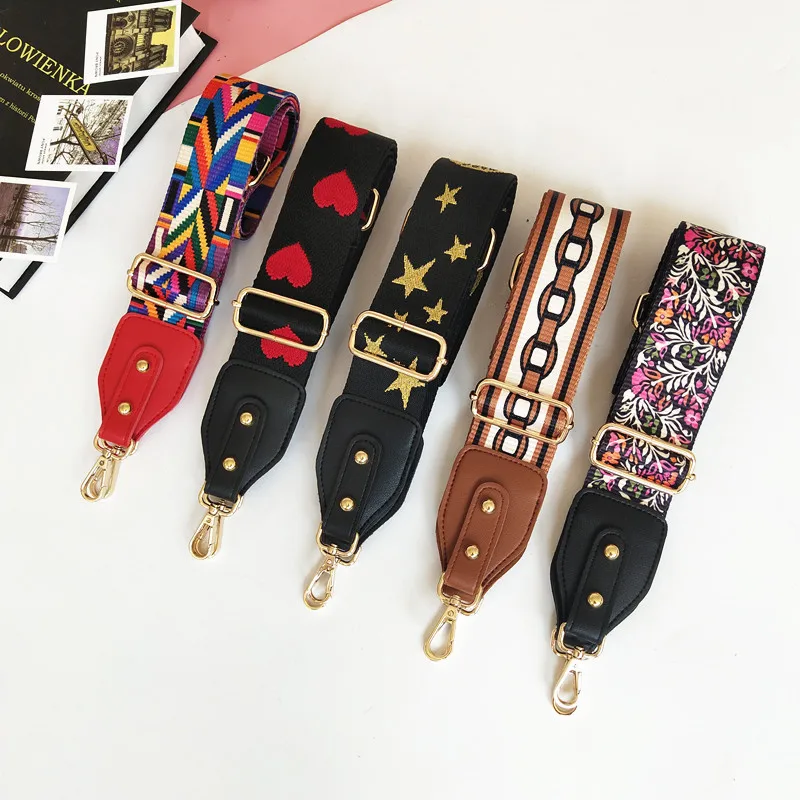 

Новые аксессуары для сумок, цветная лямка в этническом стиле, женский ремень через плечо на одно плечо, удлиненный широкий плечевой ремень из искусственной кожи