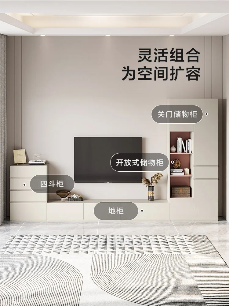 

Lin's Home Furnishing Small Apartment Living Room Floor TV Cabinet Storage Locker Integrated Bucket C