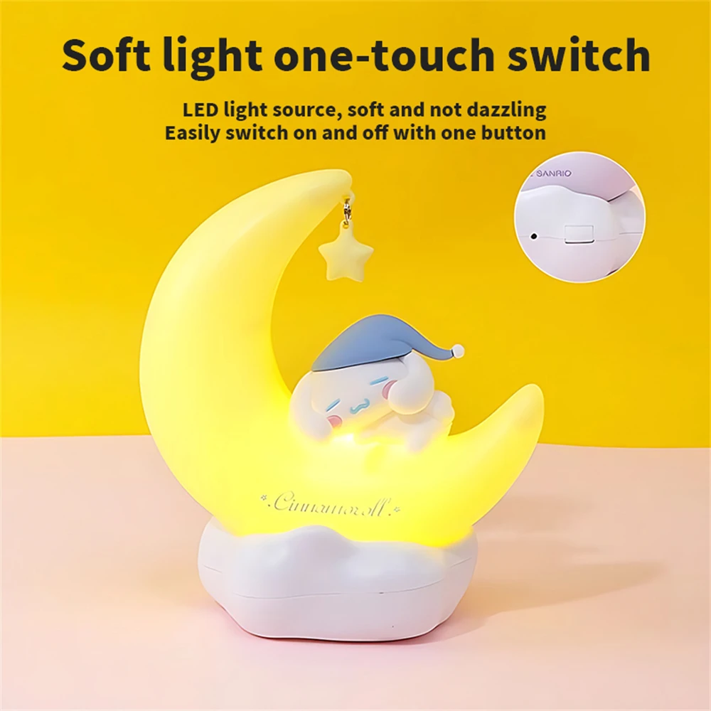 MINISO Sanrio Nightlight Anime Kuromi/Melody Moonbud Sweet Sleep Bedlight Desk Decoration Desk Lamp Kawaii Christmas Gift image 3
