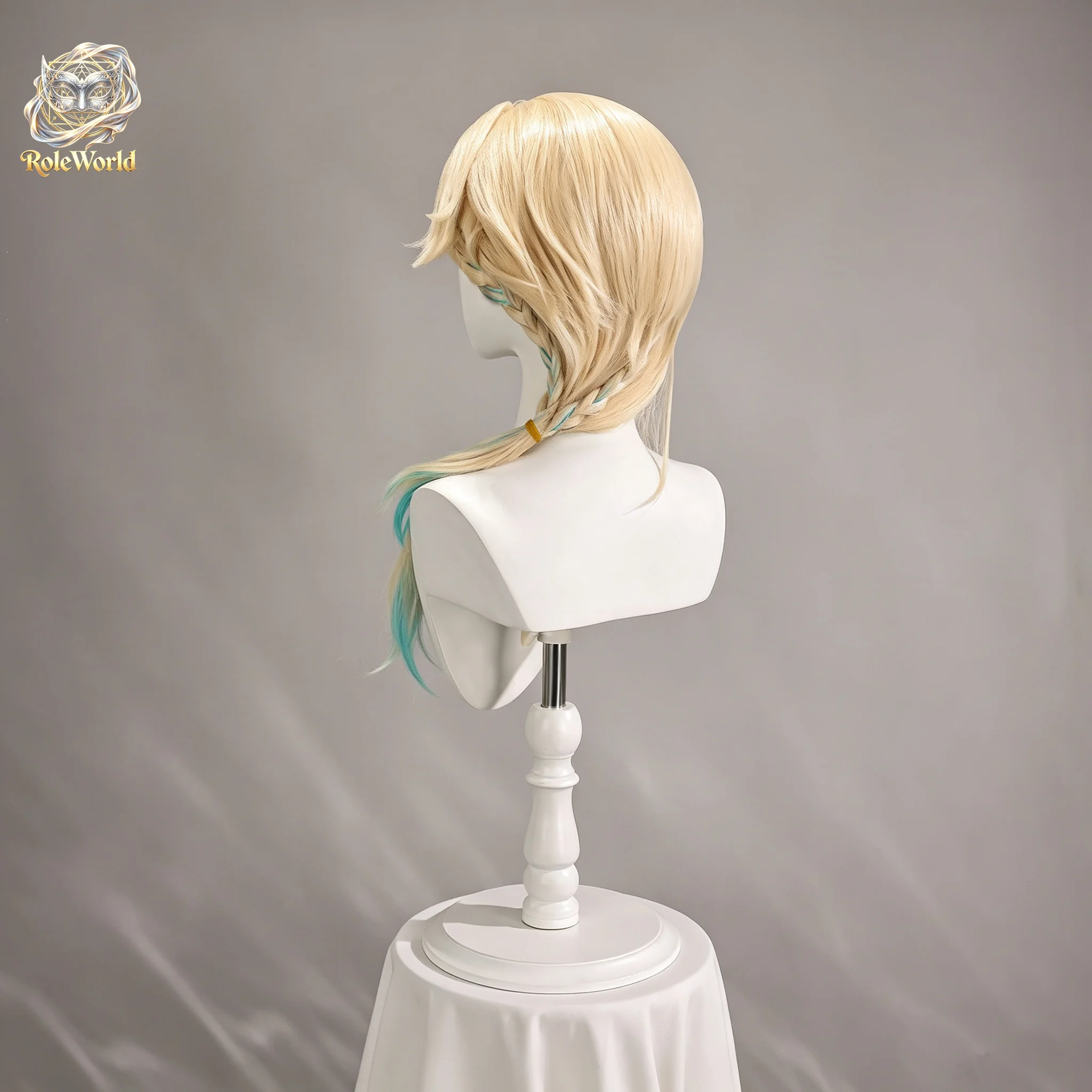 Honkai Star Rail Aventurine Wave Drama Ver Cosplay Wig With Hair Extensions Heat Resistant Hair For Halloween Comic Con Shooting view 3