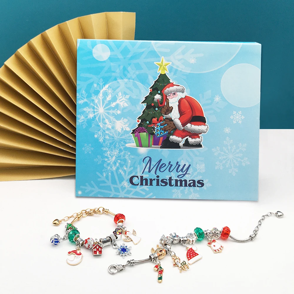 

Christmas Theme Bracelet Jewelry Blind Box Mix Christmas Charms Pendant Beads for DIY Necklace Bracelets Earrings Jewelry Making