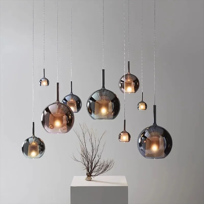 Minimalist Glass LED Pendant Light Interior Decorative Modern Hanging Chandelier Dining Room Kitchen Island Lighting Fixtures