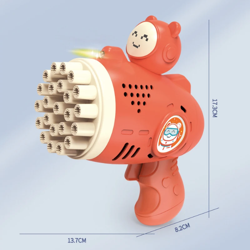 ปืนเป่าฟองสบู่23รูอัตโนมัติรูปหมีน่ารักปอมเปอร์เครื่องเป่าสบู่ของเล่นเป่าลมปาร์ตี้งานแต่งงานกลางแจ้งฤดูร้อนสำหรับของขวัญสำหรับเด็ก