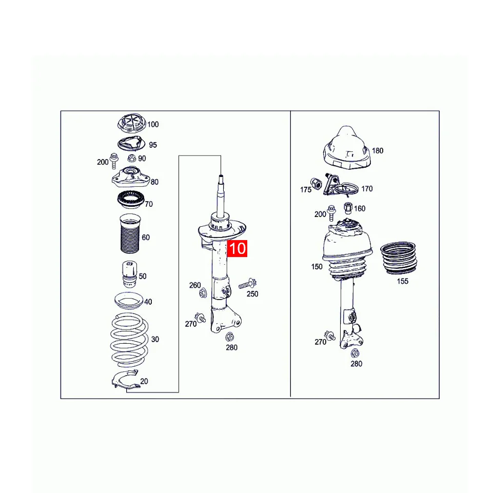 2123231300 ممتص الصدمات تعليق ممتص الصدمات ممتص الصدمات الأمامي مناسب لمرسيدس بنز W212 E300 E-Class #2