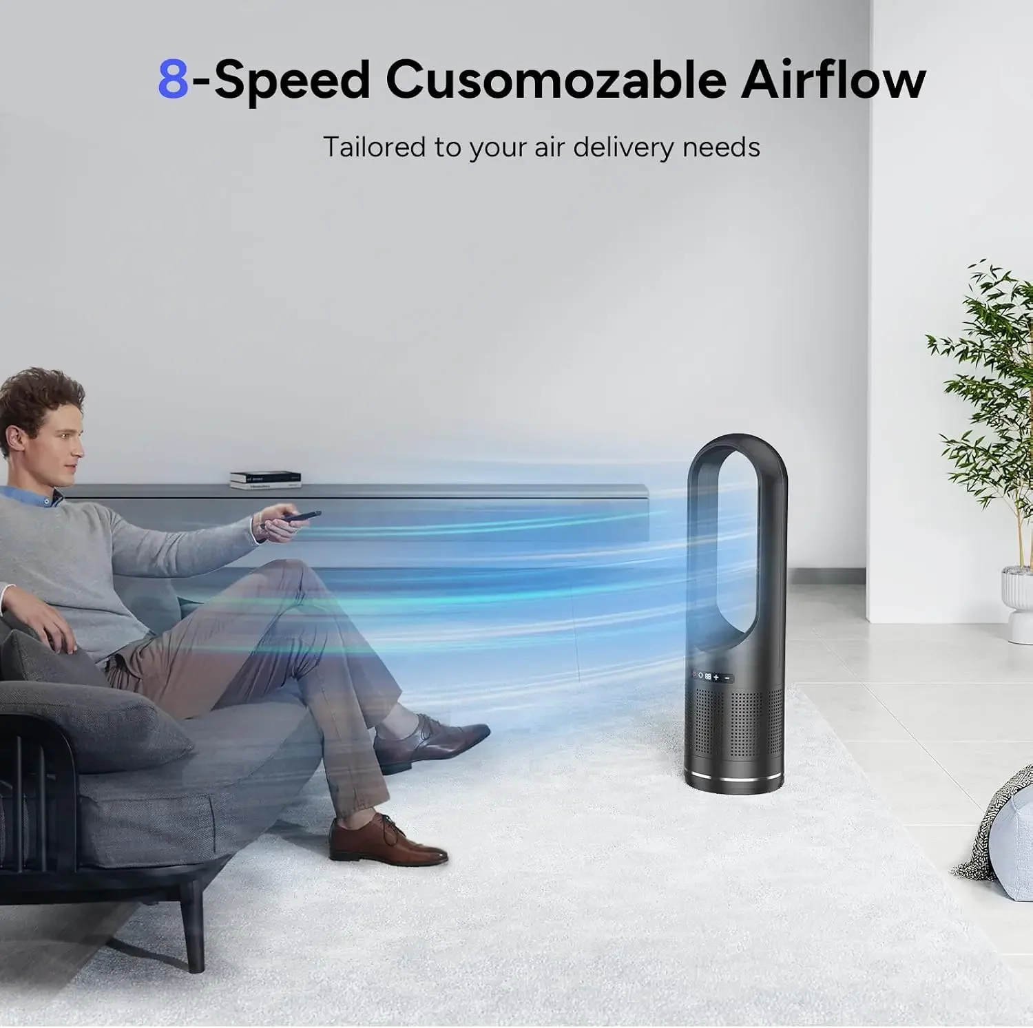 3 IN 1 Tower Fan, 31.5Inch Cooling & Heating Bladeless Fan with HEPA Filter 99.97%, Floor Fan Combo 80° Oscillating with Remote,