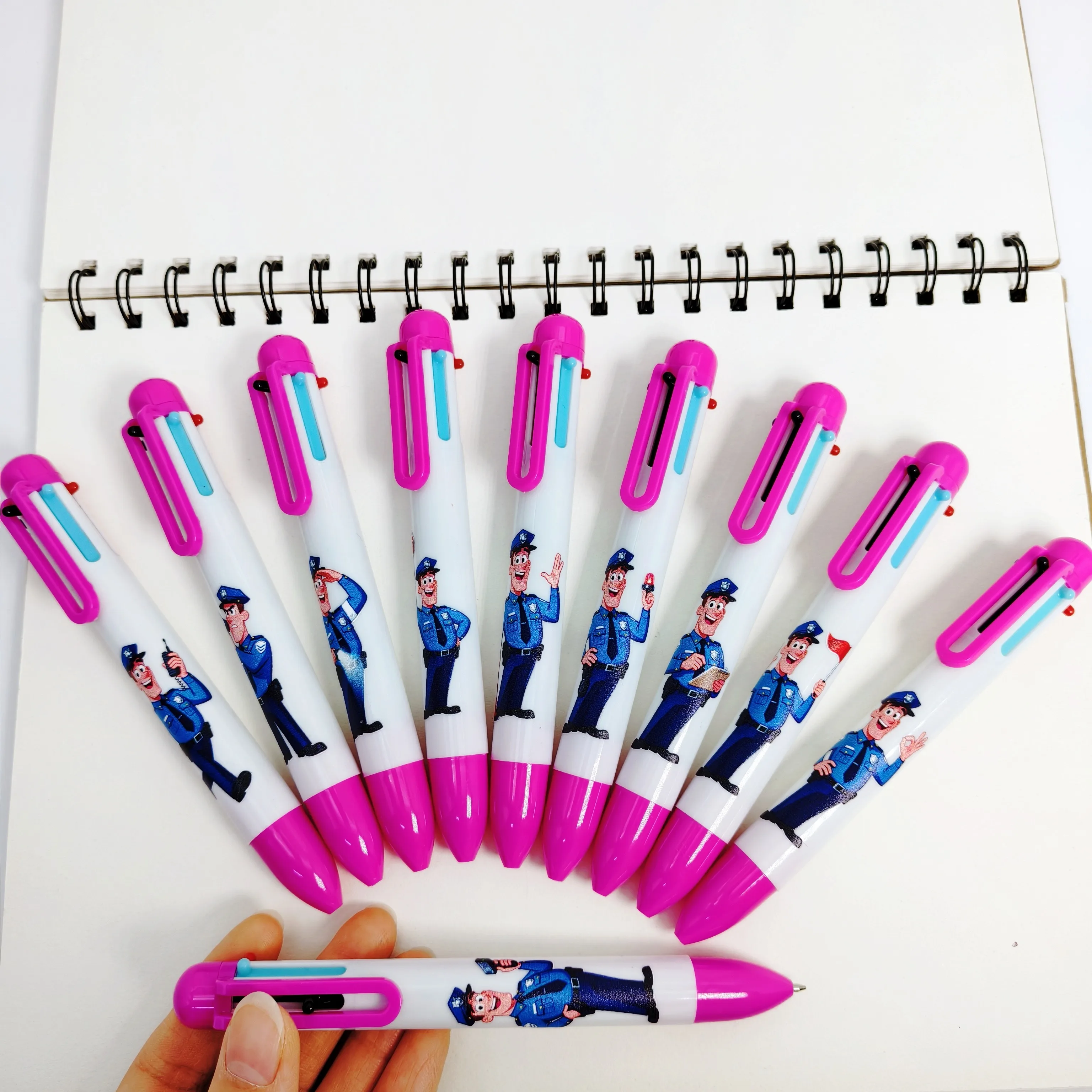 8 قطع/12 قطعة قلم حبر جاف للشرطة الذكور، قلم حبر جاف خاص بستة في واحد، قلم حبر جاف محمول #5