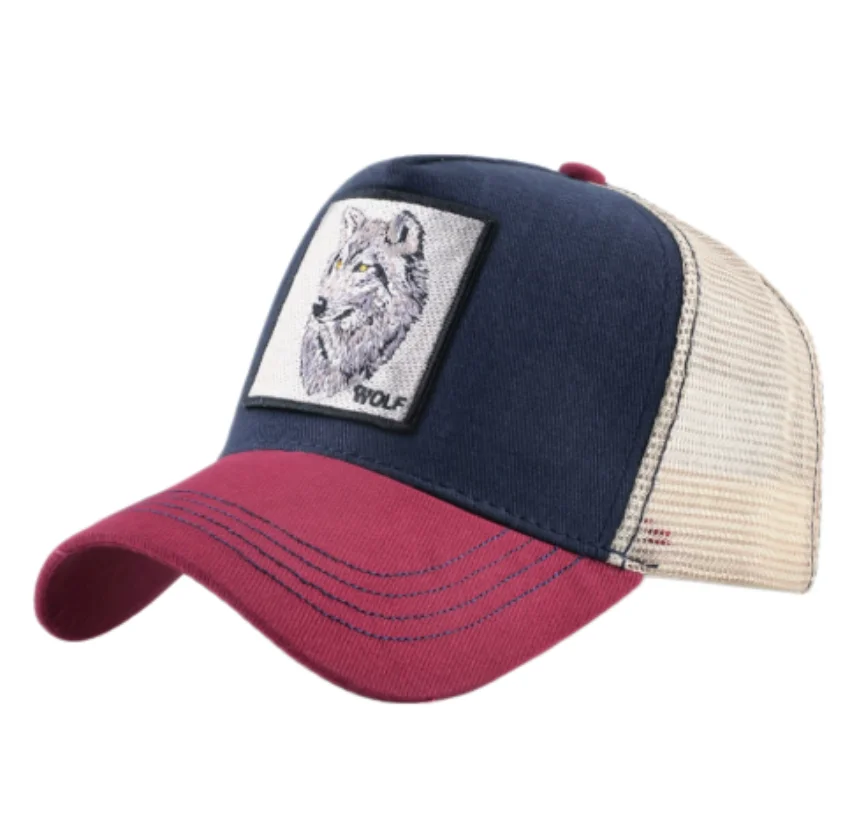 Wolf Patch Embroidery Mesh Baseball Cap Adjustable Fashion Hip Hop Trucker Men Women Outdoor Breathable Visor Snapback Hat Gift view 4