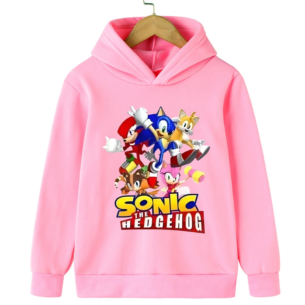 Style tendance ludique! Sweat à capuche imprimé Sonic Full Character Collection pour enfants