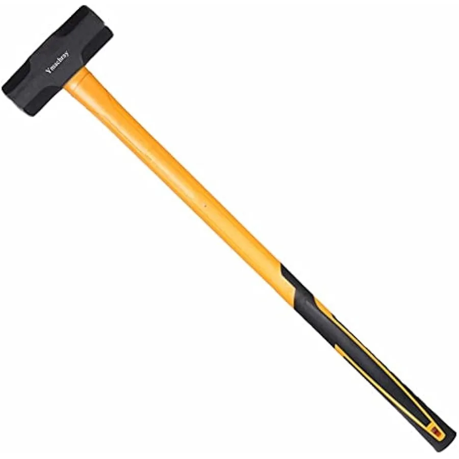 10 LB Sledge Hammer with Heavy Duty Construction 35-Inch Fiberglass Handle Overstrike Protection Textured Grip