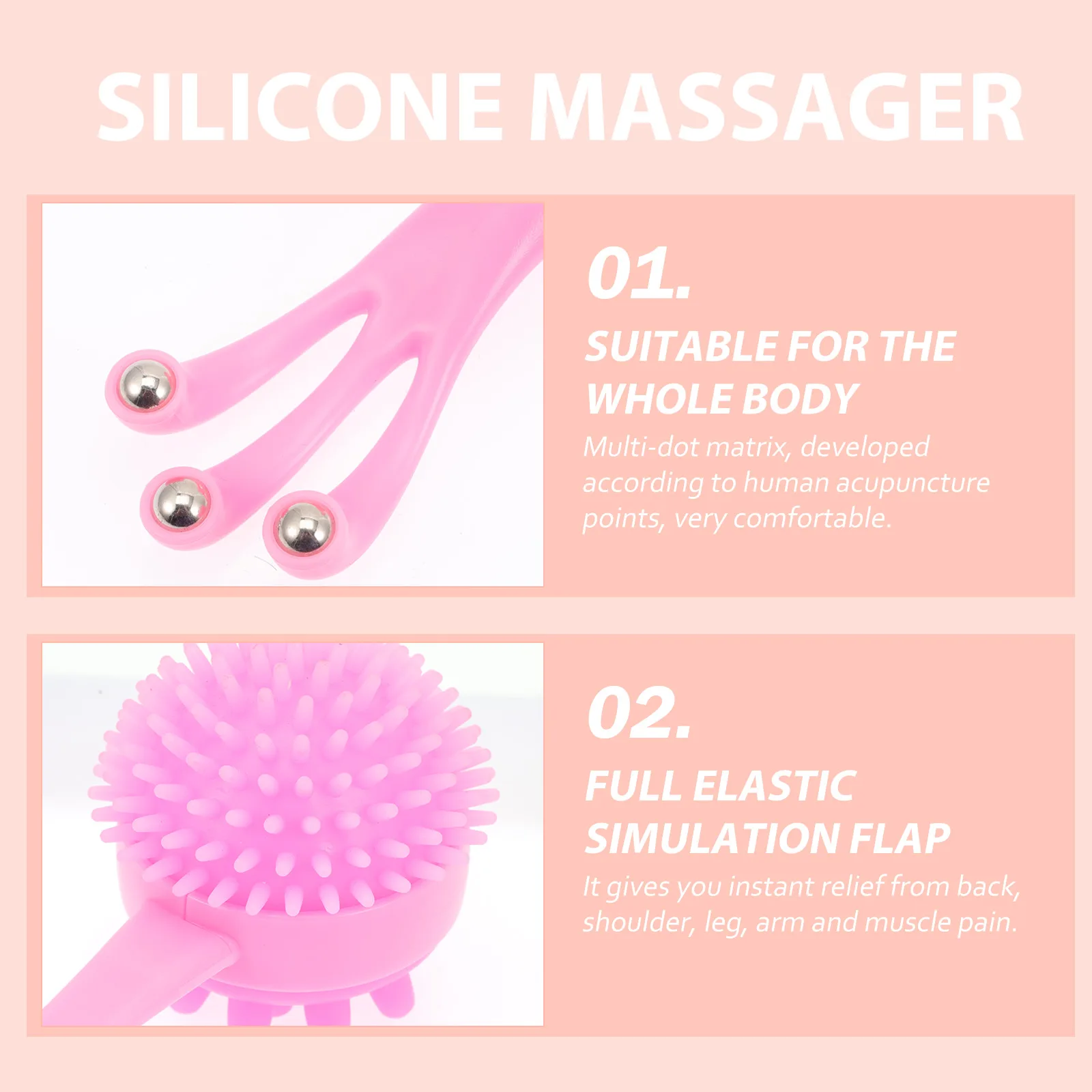 

Knock Massager Stick Silicone Body Massage Tool For Back Shoulder Pain Relief Portable Muscle Relaxation Multi-Dot Acupoint