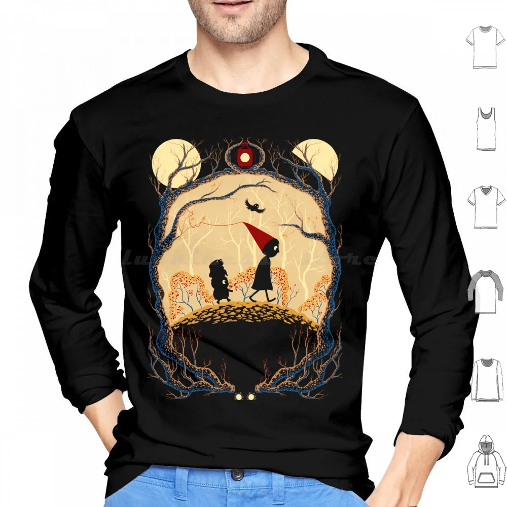 Journey Hoodie Cotton Long Sleeve Monster Moon Lantern Bird Cartoon Otgw Forest Hat Fall Nature Lost Adventure