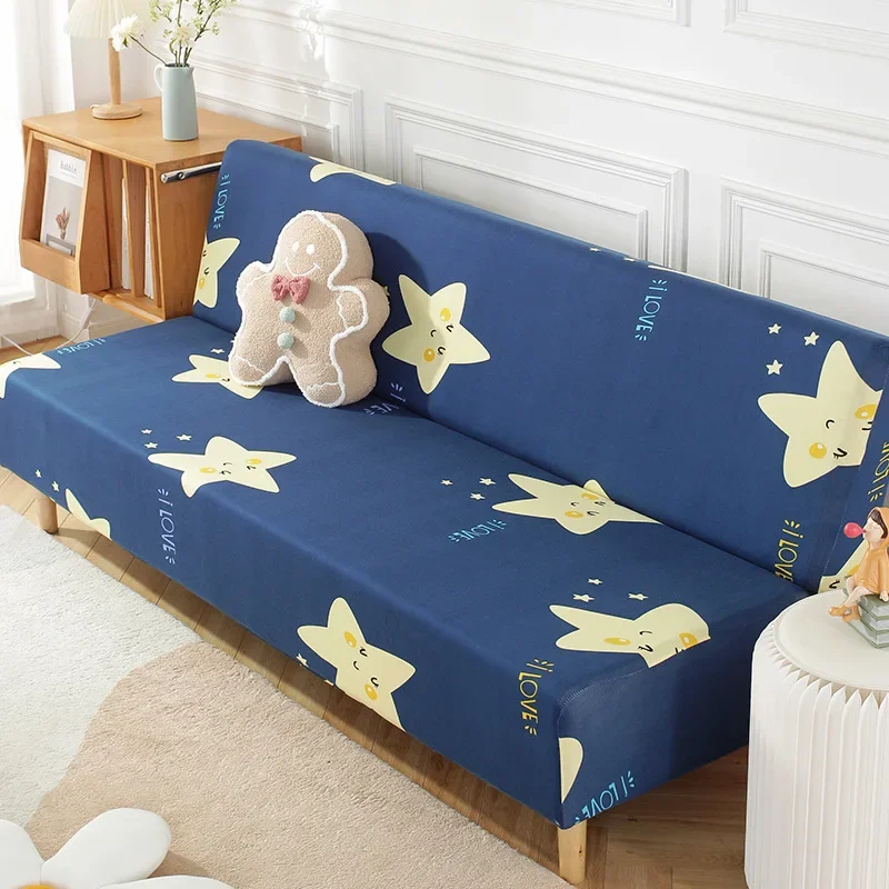 Sofa Bed Cover Armless Printed Foldding Elastic Couch Bench Slipcover for Home Hotel Banquet Office Big Sofas Housses