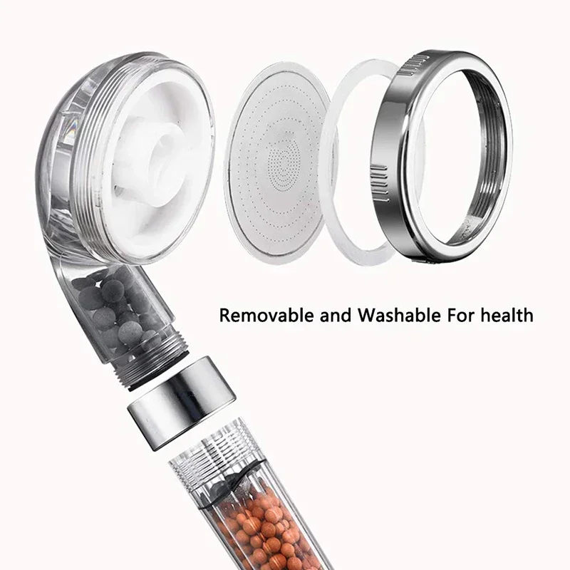 EHEH New Arrival 3 Modes SPA Shower Head High Pressure Saving Water Shower Nozzle Premium Bathroom Water Filter 4 Types