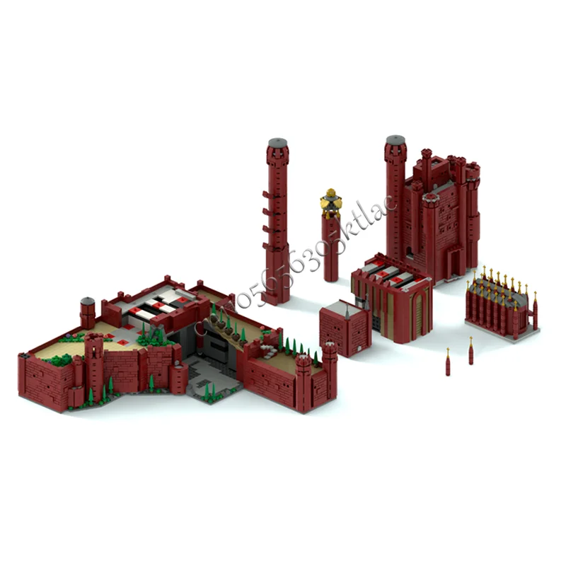 Hot 4582 Parts MOC Medieval Retro Red Castle Building Block Retro Architecture Model Display Toy Kids DIY Assembly Birthday Gift