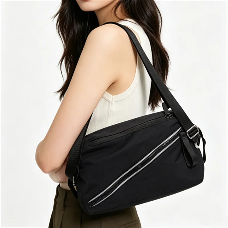 Nylon Sling Tote Bag Casual Convertible Backpack Chest Crossbody Bag with Adjustable Strap Women Handbag Daily Travel Outdoor