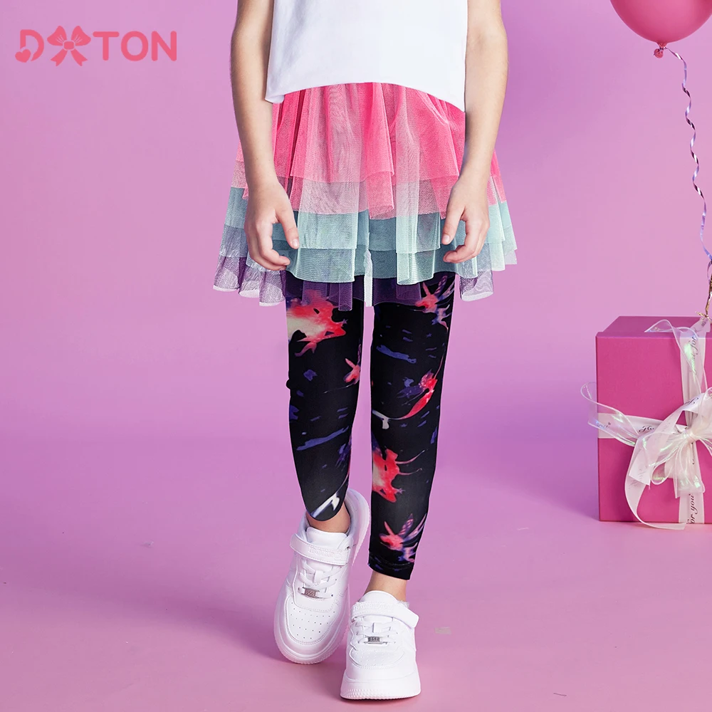 DXTON New Girls Princess Skirt Leggings Spring Summer Children Tutu Skirt with Pants Skinny Trousers Unicorn Kids Girls Clothing