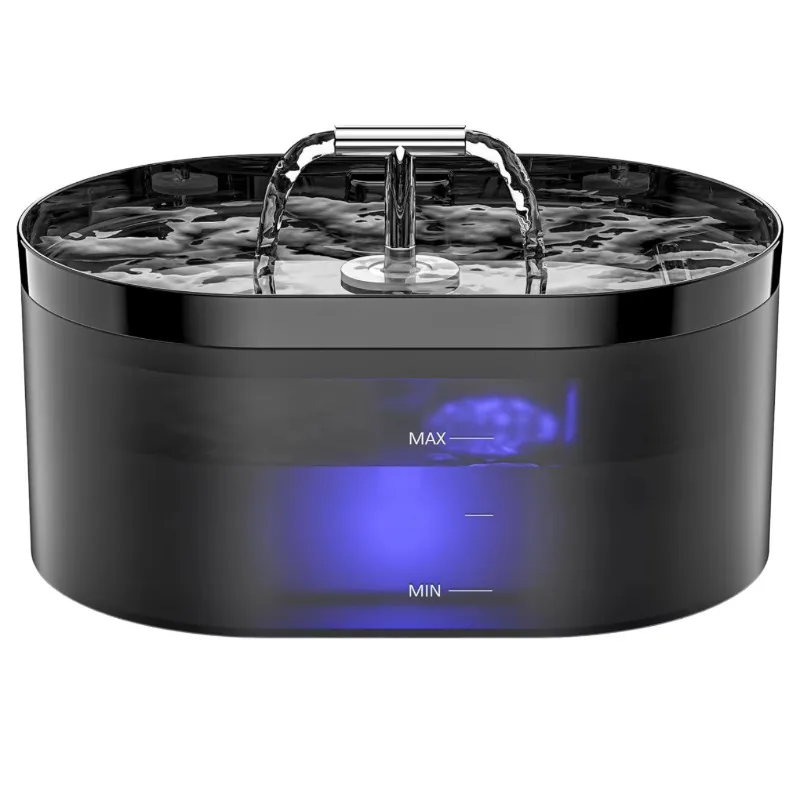 

Умный автоматический фонтан для воды для домашних животных | Диспенсер для питья для кошек и собак большой емкости со светодиодным уровнем воды и двойным потоком потока