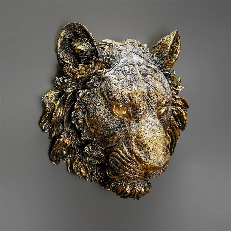Industrial Style Faux Copper Animal Wall Hanging Sculpture 3D Metal Wall Art For Bar Background Wall Decor For Couples