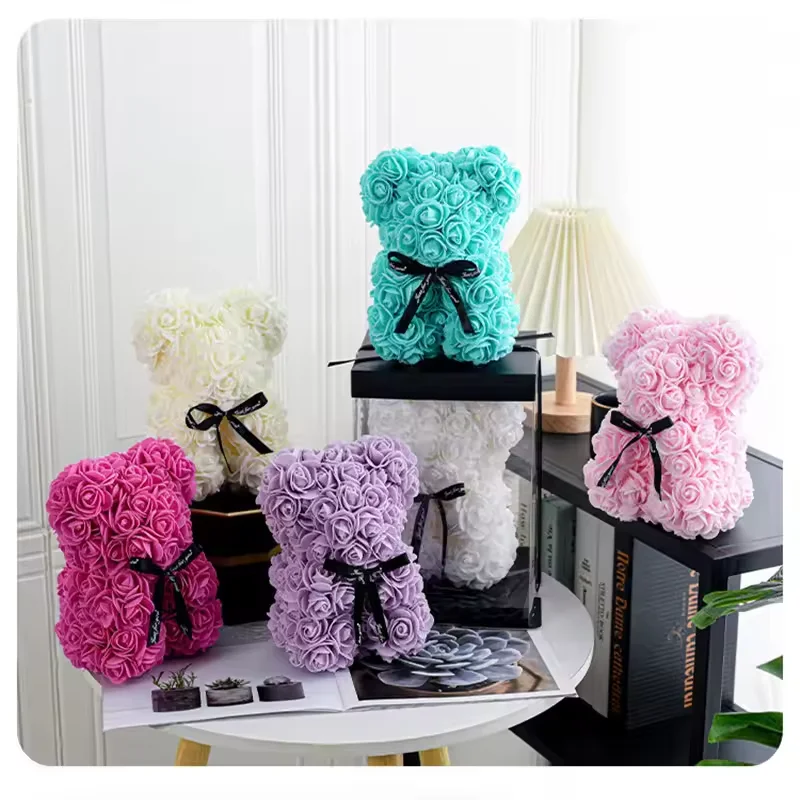 25cm rosa urso flores de espuma artificial urso eterno rosa romântico presentes criativos para o dia dos namorados aniversário presentes de casamento