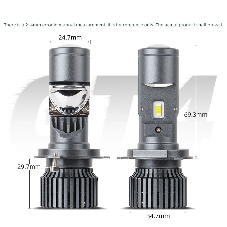 GT4 Bi-LED Projector Headlights H4 LED High Low Beam Fish Eye Lens Laser Super Bright White Light Car Motorcycle Retrofit Bulbs view 5