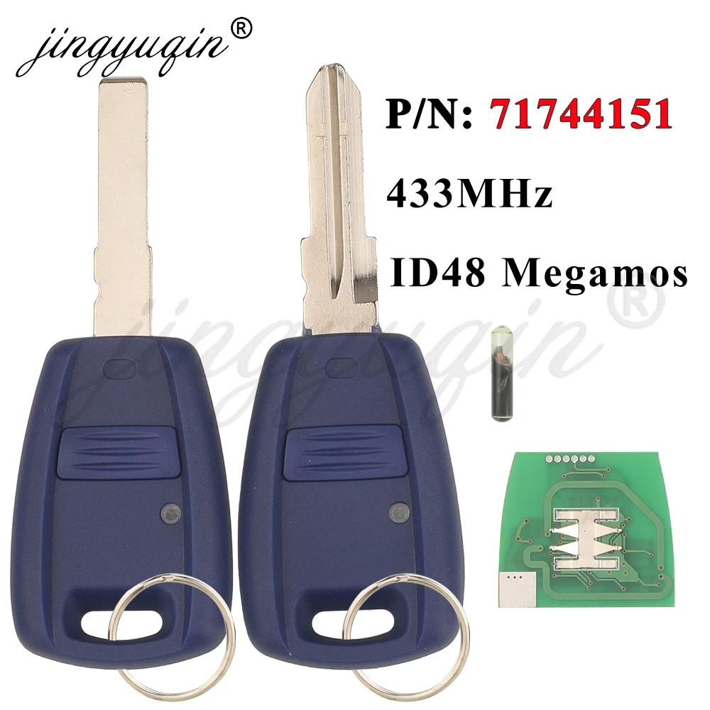 jingyuqin P/N: 71744151 Chave Remota para Carro 1 Botão 433MHz ID48 para Fiat Doblo 2001-2010 Albea Palio Punto 2005 2006 2007 2008