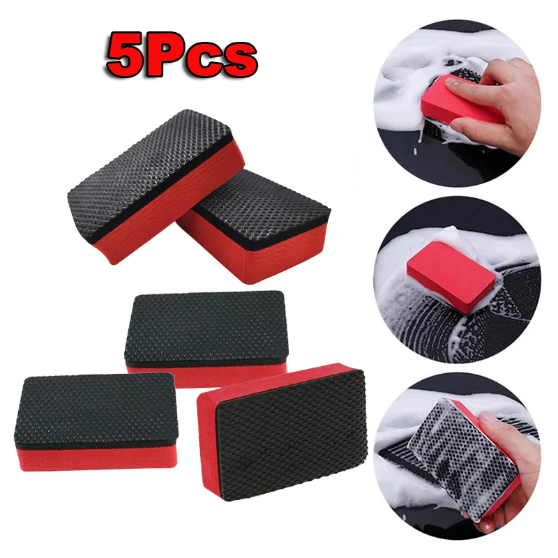 5Pcs Car Clay Bar Pad Sponge Block Cleaning Eraser Wax Polish Pad Tools Auto Sponge Car Wash Mud Automotive Care Accessories