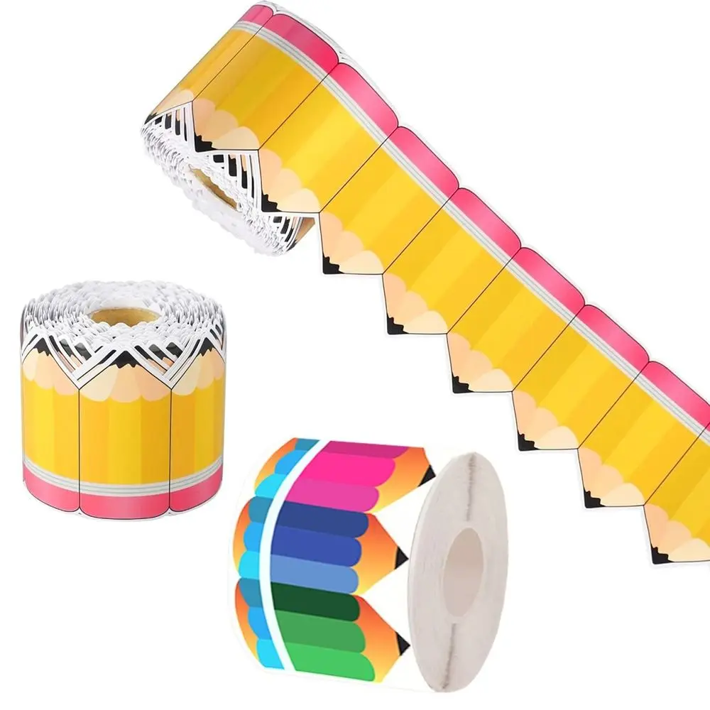 1 لفة جديدة ذاتية اللصق السبورة مجلس الحدود ورقة 7 سنتيمتر الحدود الفصول الدراسية الديكورات قلم رصاص DIY بها بنفسك الحدود ورقة الحرف اليدوية #4