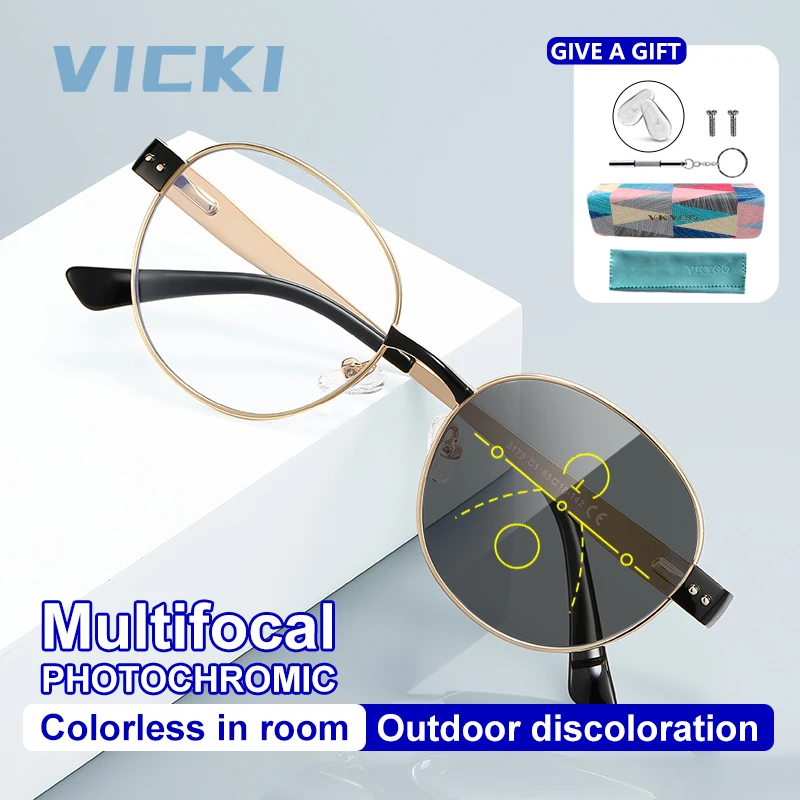 

Женские металлические очки VICKI в тонкой оправе с защитой от синего света, настраиваемыми рецептами и фотохромными свойствами PFD3175