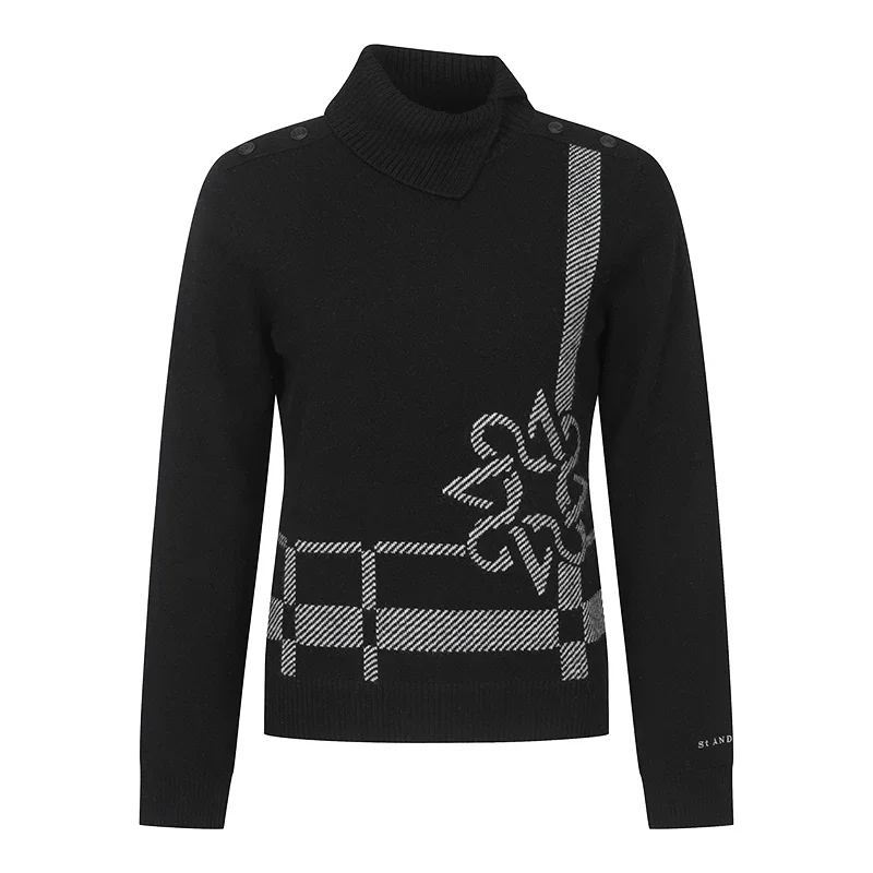 

Half-High Neck Golf Shirt for Women - Warm Thermal Knit Long Sleeve, Cold Weather Performance & Casual Wear
