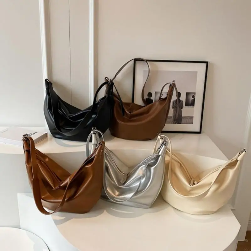 

Fashionable PU Handbag Versatile Shoulder Bag Trendy Crossbody Bag Solid Color Bag with Large Capacity for Women Girls 20CA